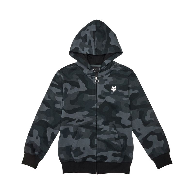 BLUZA Z KAPTUREM NA ZAMEK JUNIOR FOX HEAD BLACK CAMO YL